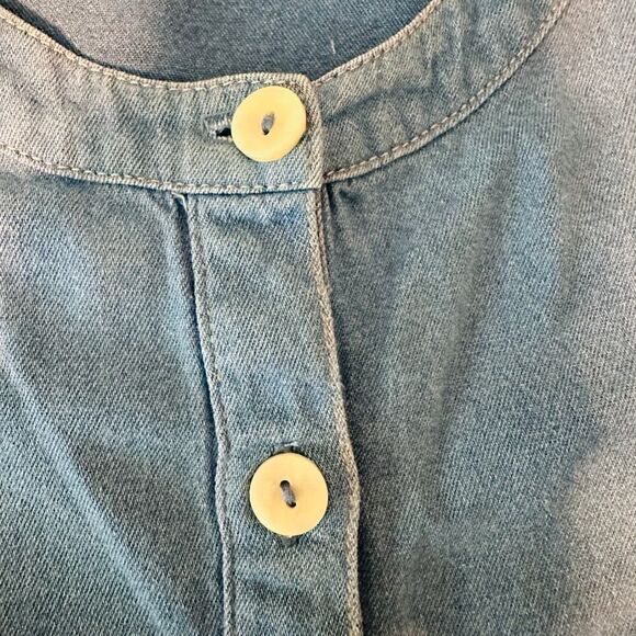 Koret City Blues Palm Tree Blue Chambray Button Top Womens Embroidered Large? - Picture 7 of 7